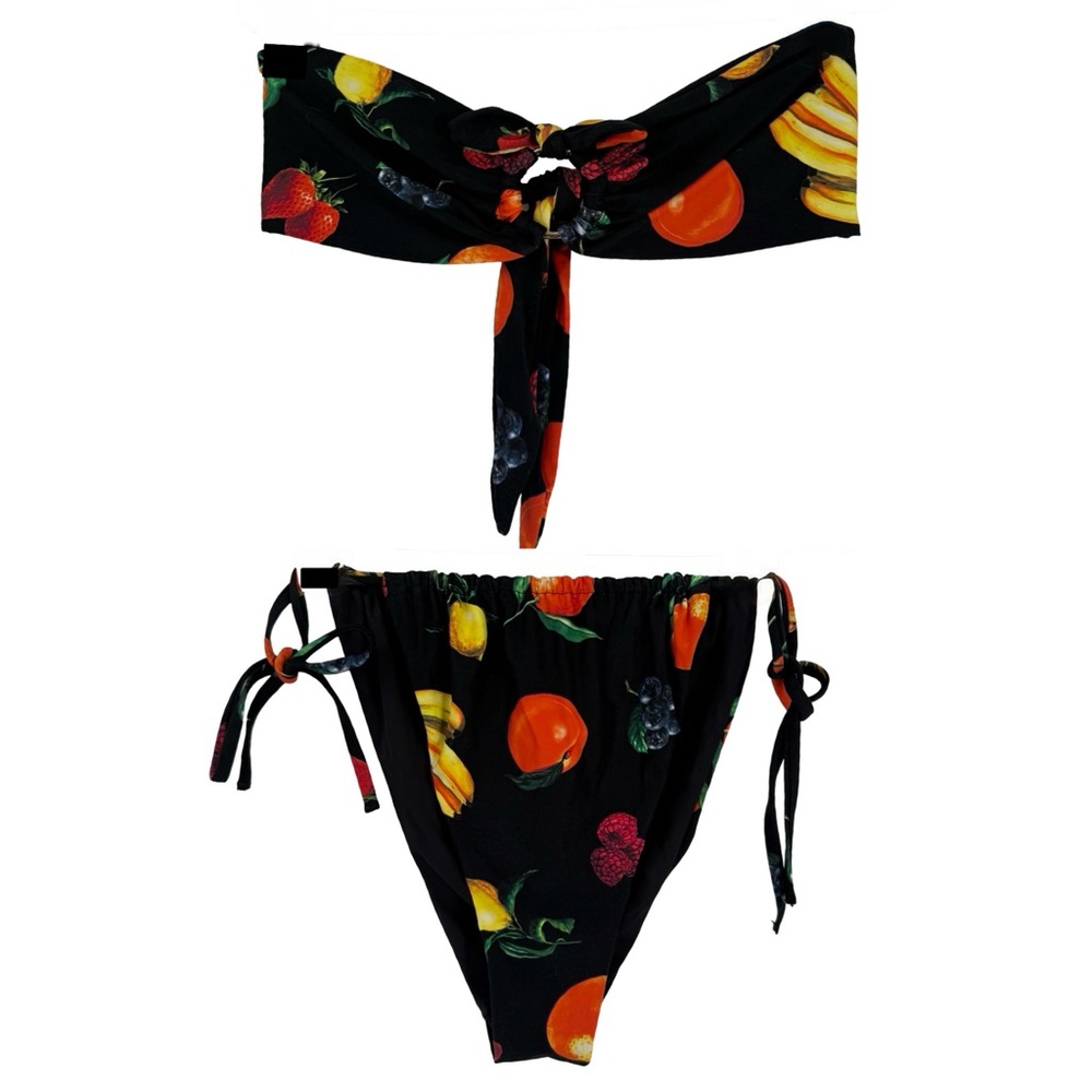 WeWoreWhat Black Fruit Print Bikini